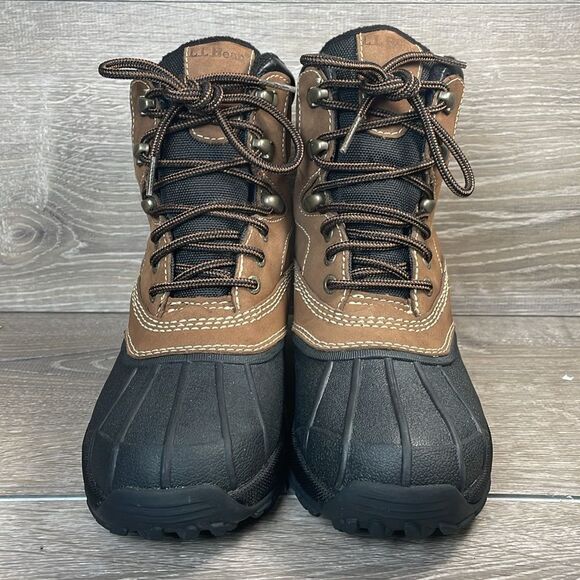 L.L. Bean Primaloft 200g Warm Waterproof Women’s Sz 6M Brown Mid Lace Duck Boots - Picture 2 of 10